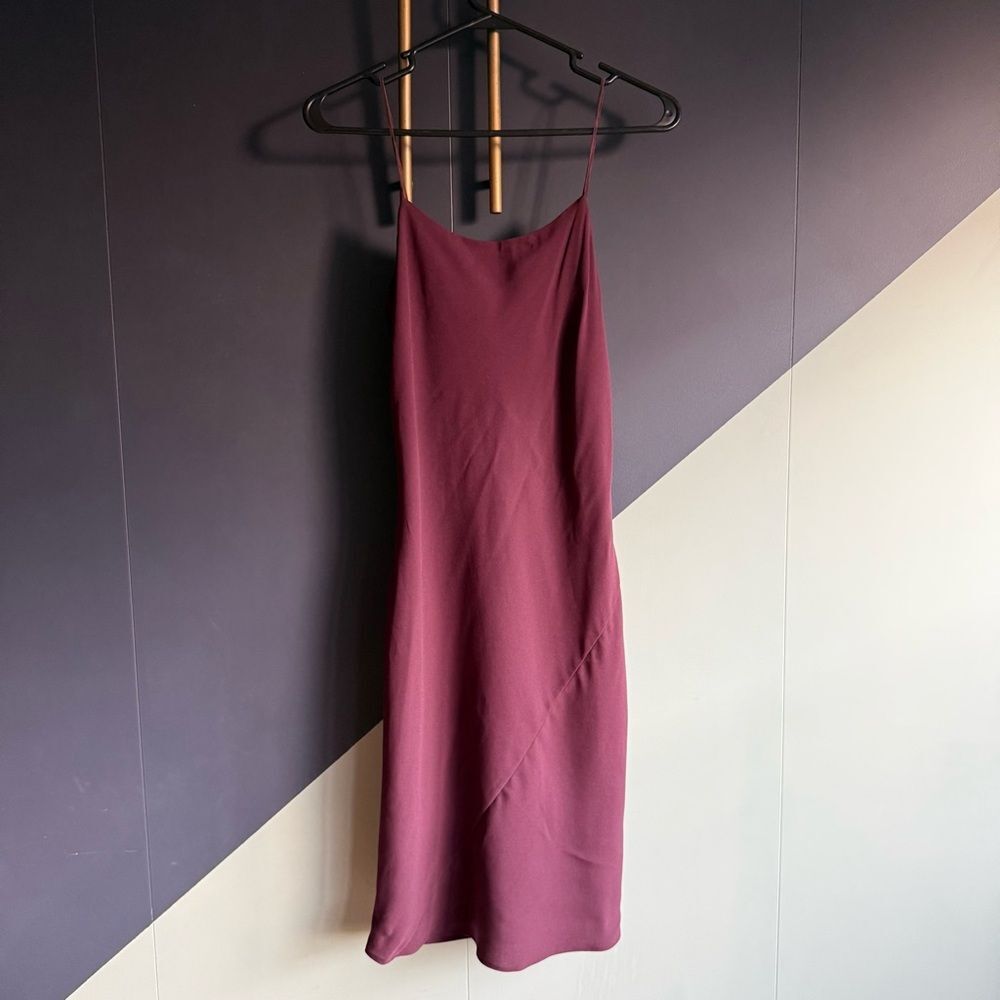 Aritzia Wilfred Maroon Bias-Cut Slip Midi Dress, Size 2, EUC